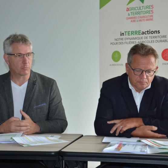 Marc Poulot, président de la Chambre d’agriculture, et Bertrand Chevalier, directeur, ont retracé le bilan économique post-moisson.
