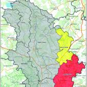 La zone grise est en « Vigilance », la zone jaune en « Alerte » et la zone rouge en « Crise ».