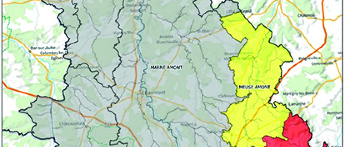 La zone grise est en « Vigilance », la zone jaune en « Alerte » et la zone rouge en « Crise ».